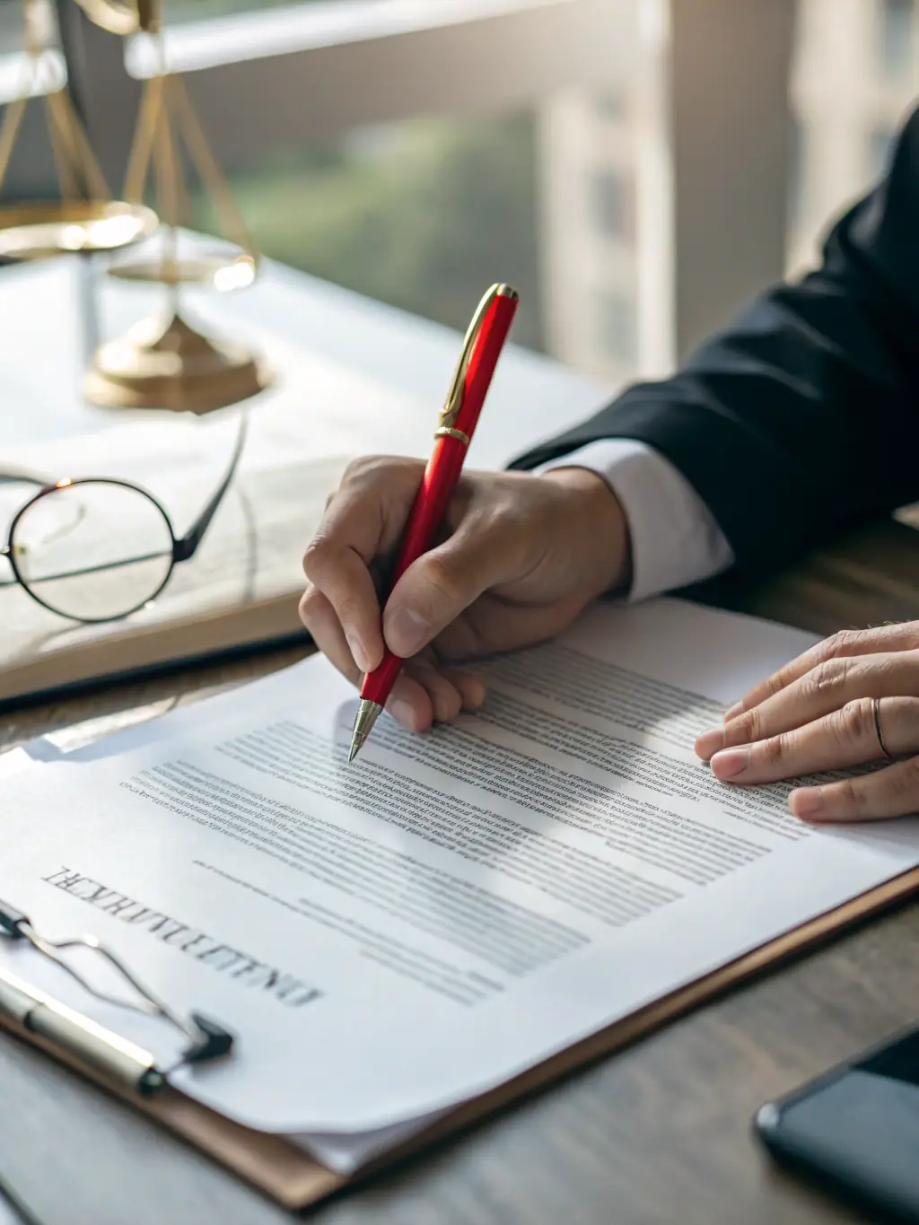 A close-up shot of a hand holding a pen and signing a document, symbolizing the importance of accurate legal translations.